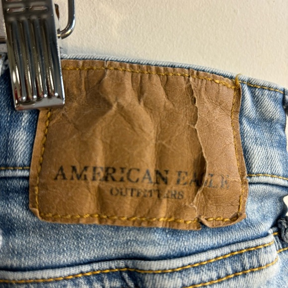 AMERICAN EAGLE Sz 38 x 32” Slim Straight Mid-Wash Splatter Colourway Zipper - Picture 6 of 10